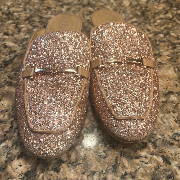 Tory Burch Amelia backless Glitter Mule Size 10M rose gold slide on shoe - Picture 2 of 13